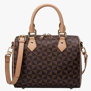 Luxurious, Designer-Like Brown Geometric Handbag — NEW